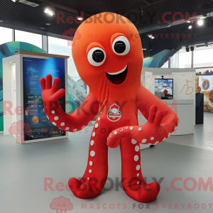 Red Octopus mascot costume...