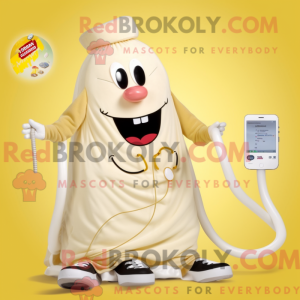 Cream Phone mascot costume...