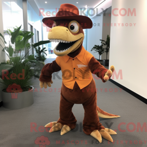 Brun Spinosaurus maskot...
