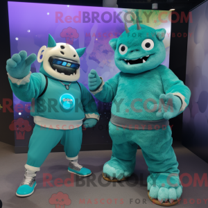 Teal Ogre mascottekostuum...