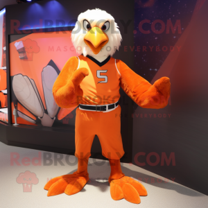 Orange Eagle mascot costume character dressed with a Capri Pants and Cummerbunds