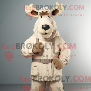 Cream Moose mascot costume...