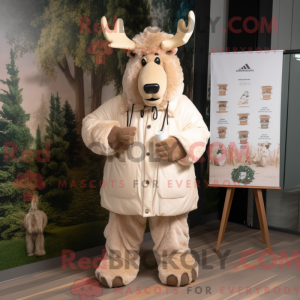 Cream Moose mascot costume...