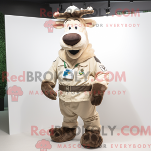 Cream Moose mascot costume...