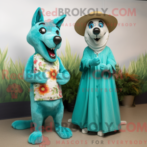 Cyan Dingo Maskottchen...