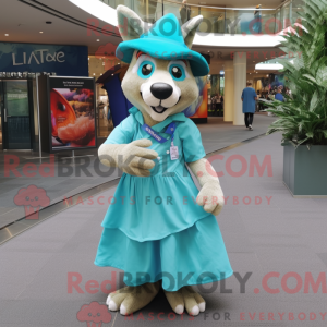 Cyan Dingo maskot kostume...