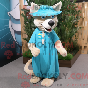 Cyan Dingo maskot kostume...