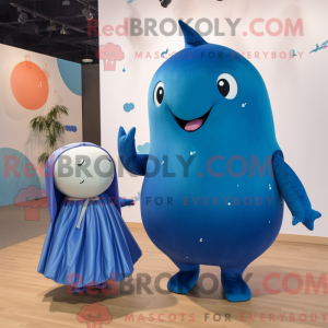 Blue Narwhal mascot costume...