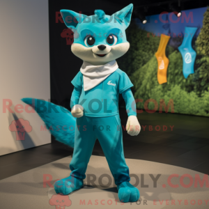 Cyan Marten mascot costume...