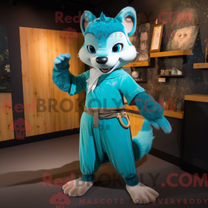 Cyan Marten maskot kostume...