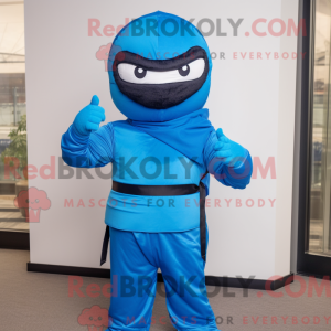 Blå Ninja maskot kostume...