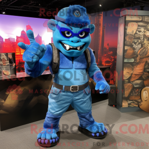 Blue Demon maskot kostume...
