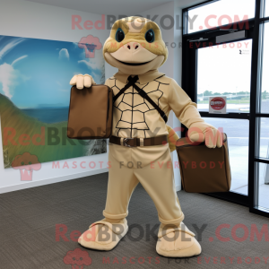 Beige havskildpadde maskot...