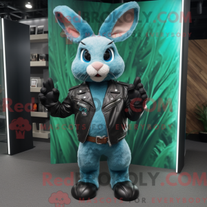 Cyan Wild Rabbit maskot...