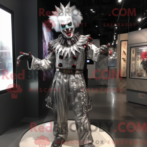 Silver Evil Clown mascot...