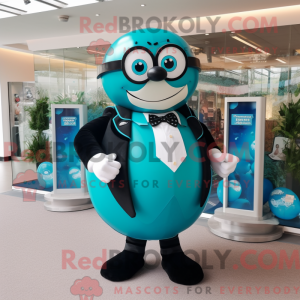 Turquoise Rugby Ball mascot...