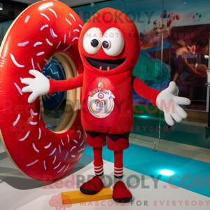 Red Bagels mascot costume...