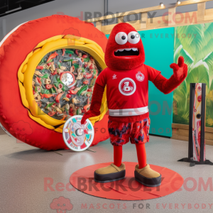 Red Bagels mascot costume...