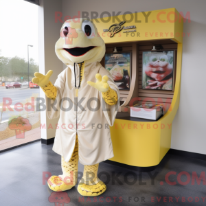 Cream Python mascot costume...