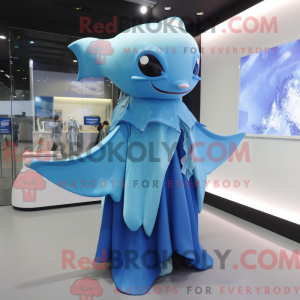 Sky Blue Manta Ray mascot...