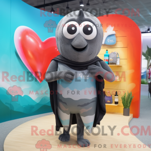 Gray Heart mascot costume...