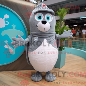Gray Heart mascot costume...