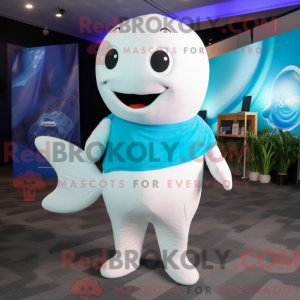 Cyan Beluga Whale maskot...