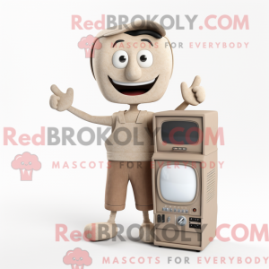 Beige TV-maskotdraktfigur...