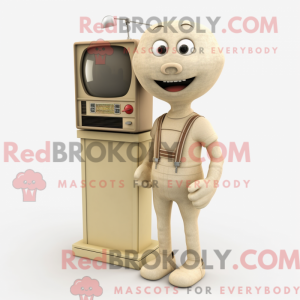 Beige TV-maskotdraktfigur...