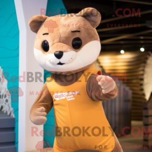 Beige Marten maskot kostume...