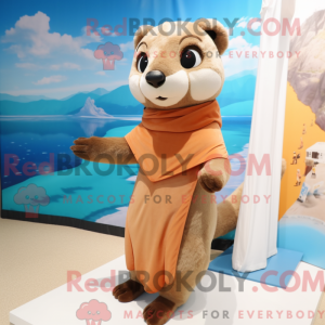 Beige Marten mascot costume...