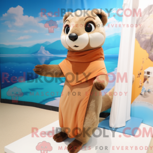 Beige Marten maskot kostume...