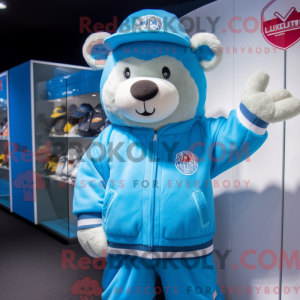 Sky Blue Teddy Bear mascot...