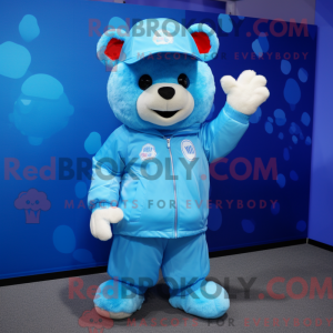 Sky Blue Teddy Bear mascot...
