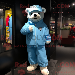 Sky Blue Teddy Bear mascot...