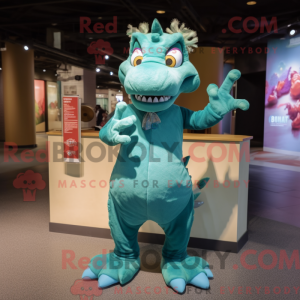 Teal Dragon mascot costume...