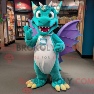 Teal Dragon mascot costume...
