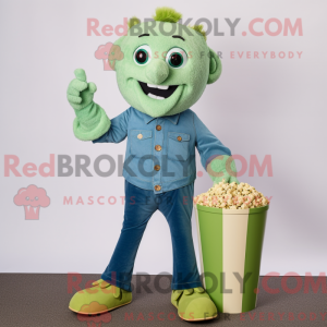 Green Pop Corn mascot...