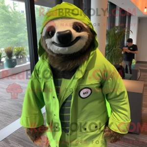 Lime Green Sloth mascot...