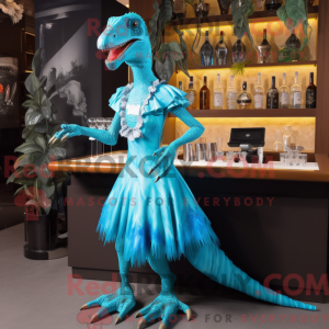 Turkis Velociraptor maskot...
