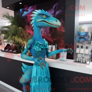 Turkis Velociraptor maskot...