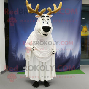 White Elk mascot costume character dressed with a Maxi Skirt and Scarf clips