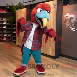 Maroon Macaw mascot costume...