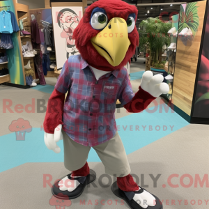 Maroon Macaw mascot costume...