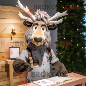 Grauer Elch Maskottchen...