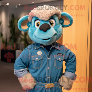 Teal Ram mascottekostuum...