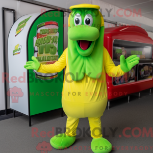 Lime Green Hot Dogs mascot...