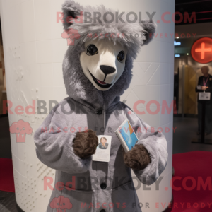 Grå Alpaca maskot kostume...