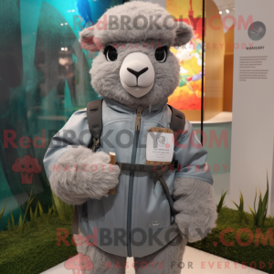 Gray Alpaca mascot costume...