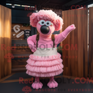 Pink Merino Sheep mascot...